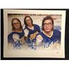 Image 1 : SLAP SHOTS HANSON BROTHERS TRIPLE SIGNED 8X10 PRINT (JSA COA)