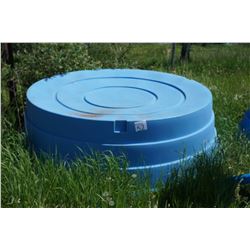 Blue plastic water trough