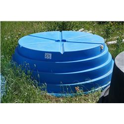 Blue plastic water trough