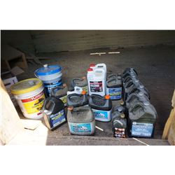 oil lot & antifreeze ( 2 HD mixed antifreeze jugs, 6 - 10W40 5L, 9.46L Hydraulic trans oil, 5 gallon