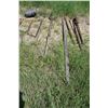 Image 1 : Hand post hole digger, bars, hole cleaner, 2 - buck saws, part roll of barbed wire & hand saw