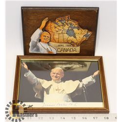 VINTAGE SET OF 2 POPE PICTURE & PLAQUE SEPT 4 1984
