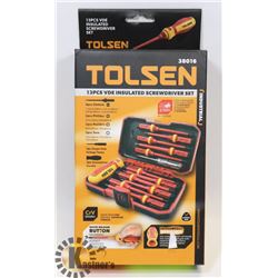 NEW TOLSEN 13 PC VDE INSULATED SCREWDRIVER SET