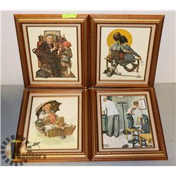 LOT OF 4 FRAMED NORMAN ROCKWELL ON CANVAS