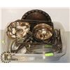 Image 1 : BIN OF ASSORTED SILVER PLATE SERVING PLATTERS