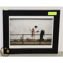 FRAMED BANKSY PRINT - GIRL AND THE POLICE