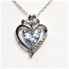 Image 1 : SILVER SIMULATED AQUAMARINE HEART SHAPED