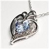 Image 2 : SILVER SIMULATED AQUAMARINE HEART SHAPED