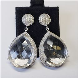 SILVER GENUINE QUARTZ  EARRINGS