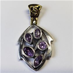 SILVER GENUINE AMETHYST  PENDANT