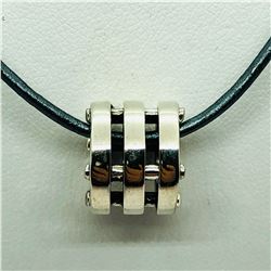 S/SIL BEAD WITH CORD NECKLACE