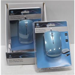 BOX OF 2 ONN SLIM OPTICAL MOUSE