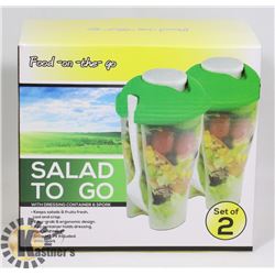 NEW 2 PACK SALAD TO GO TRAVEL SALAD CONTAINERS