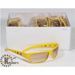 BOX OF YELLOW DESIGNER SUNGLASSES UV400 PROTECTION