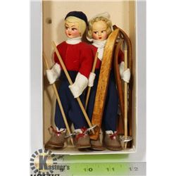 VINTAGE PAIR OF HANDMADE CAST RESIN/CLOTH DOLL