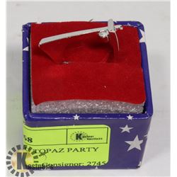 UNIQUE GEOMETRIC TOPAZ PARTY RING SZ8