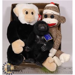 LOT OF 3 MONKEYS, TY AND ROYAL PLUSH COLLECTIBLES