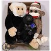 Image 1 : LOT OF 3 MONKEYS, TY AND ROYAL PLUSH COLLECTIBLES