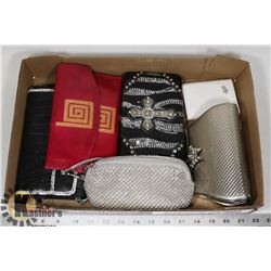 FLAT OF WALLETS, SOME ARE LEATHER