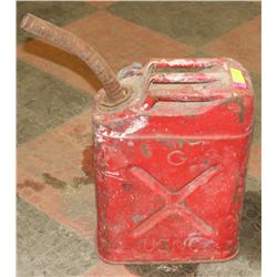 VINTAGE METAL GAS CAN WITH SPOUT
