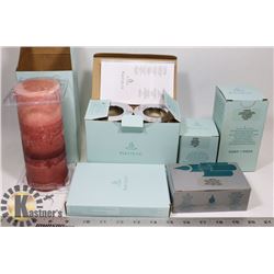 FLAT OF NEW PARTYLITE: INCLUDES 3 PILLAR CANDLES,