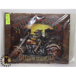 SEALED STURGIS MOTORCYCLE TIN SIGN