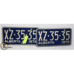 A PAIR OF 1972 ALBERTA LICENSE PLATES