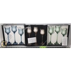 THREE SETS OF 3 HANDMADE AMERICAN GLASS SETS