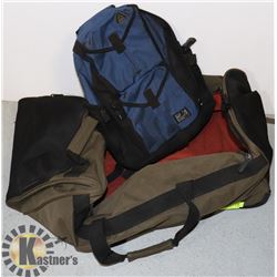 LARGE GREEN EDDIE BAUER BAG WITH WHEELS AND BLUE