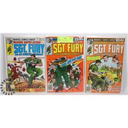 LOT OF 3 VINTAGE MARVEL SGT FURY 35 CENT COMIC