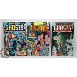 LOT OF 3 VINTAGE DC GHOSTS 40 CENT COMIC BOOKS