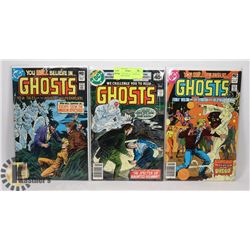 LOT OF 3 VINTAGE DC GHOSTS 40 CENT COMIC BOOKS