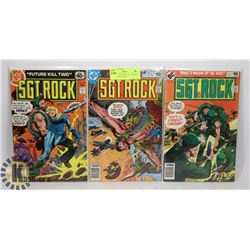 LOT OF 3 VINTAGE DC SGT ROCK 40 CENT COMIC BOOKS