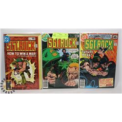 LOT OF 3 VINTAGE DC SGT ROCK 40 CENT COMIC BOOKS