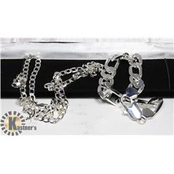 NEW 2 PCS SILVER PLATED 24" NECKLACE & 8"  BRACE