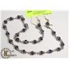 Image 1 : AMETHYST COLORED BEADED NECKLACE & EARRING SET