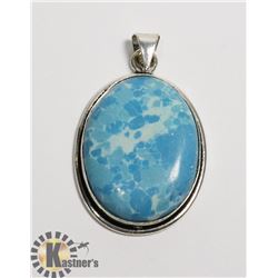 #68-LARIMAR PENDANT -.925 SILVER PLATED
