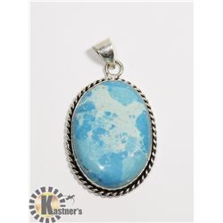 #72-LARIMAR PENDANT -.925 SILVER PLATED