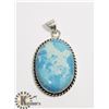Image 1 : #72-LARIMAR PENDANT -.925 SILVER PLATED