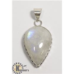 #60-NATURAL MOONSTONE PENDANT -.925 SILVER PLATED
