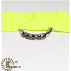 NATURAL STONE GARNET WHITE METAL RING FOR WOMEN