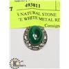 Image 1 : PENDANTS NATURAL STONE MALACHITE WHITE METAL RING