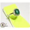 Image 1 : NATURAL STONE MALACHITE WHITE METAL RING FOR WOMEN
