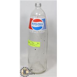 VINTAGE CANADIAN 1.5 LITER EMBOSSED GLASS PEPSI