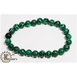 #119-GREEN MALACHITE & MATTE BEAD BRACELET