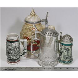 BOX W/ 4 COLLECTIBLE STEINS INCLUDING