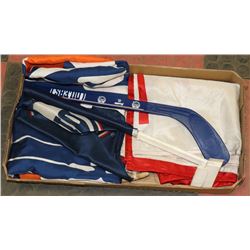 FLAT W/ LARGE CANADIAN & OILER'S FLAGS,