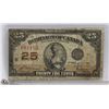 Image 1 : 1923 DOMINION OF CANADA 25 CENT BILL