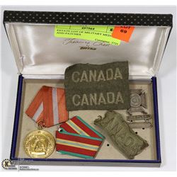 ESTATE LOT OF MILITARY MEDALS AND PATCHES