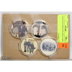 4 BEATLES COINS IN PLASTIC CASES
